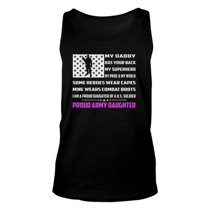 My Daddy Has Your Back My Superhero Proud Army Daughter Tank Top