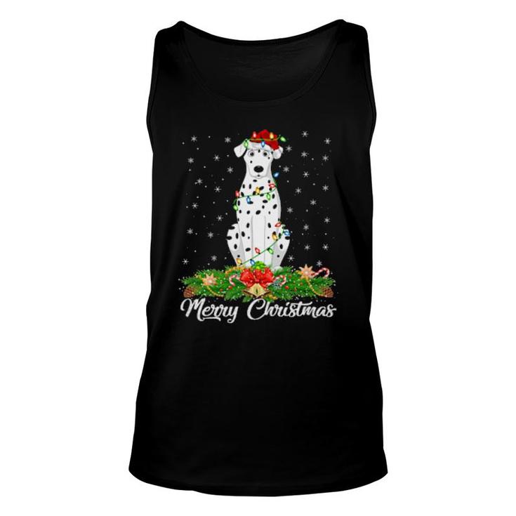 Dalmatian Dog Matching Santa Hat Dalmatian Christmas  Unisex Tank Top