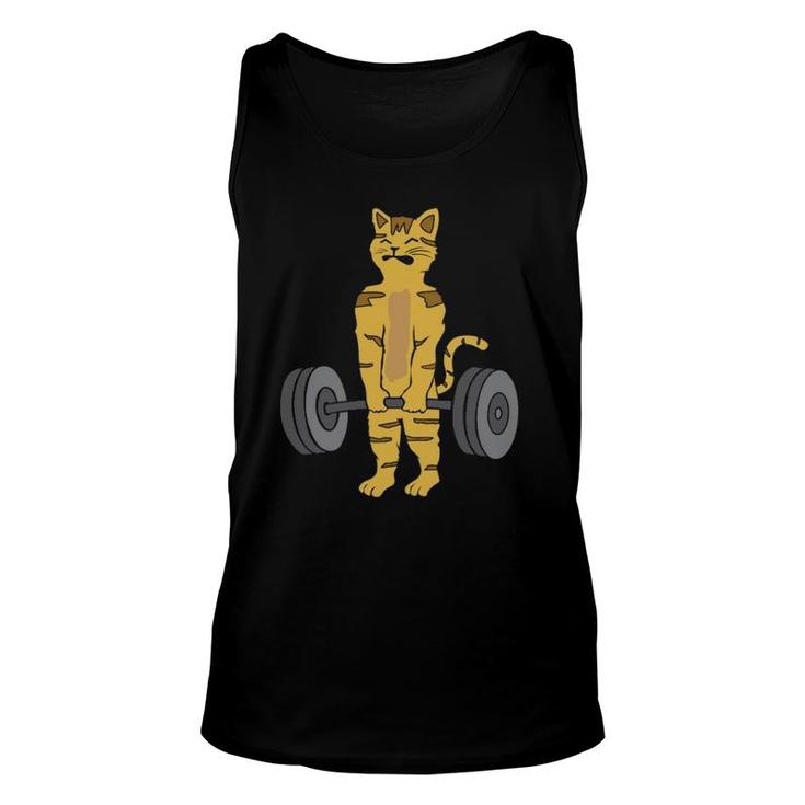 Deadlifting Cat Weightlifters Gym Workout Funny  Unisex Tank Top