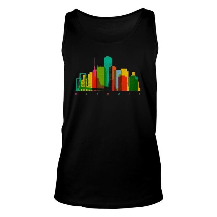 Detroit Skyline Colorful Michigan Motor City Vintage Detroit Tank Top