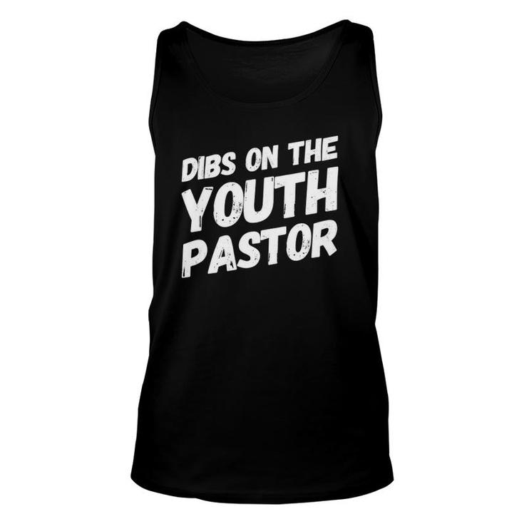 Womens Dibs On The Youth Pastor Cute Pastor's Wife V-Neck Tank Top