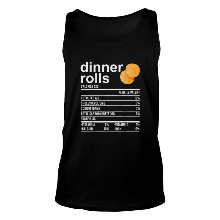 Dinner Rolls Nutrition Facts Apparel Thanksgiving Food Tank Top