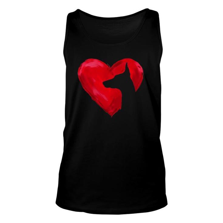 Doberman Heart Silhouette Valentine's Day Dog Lover Gift Unisex Tank Top