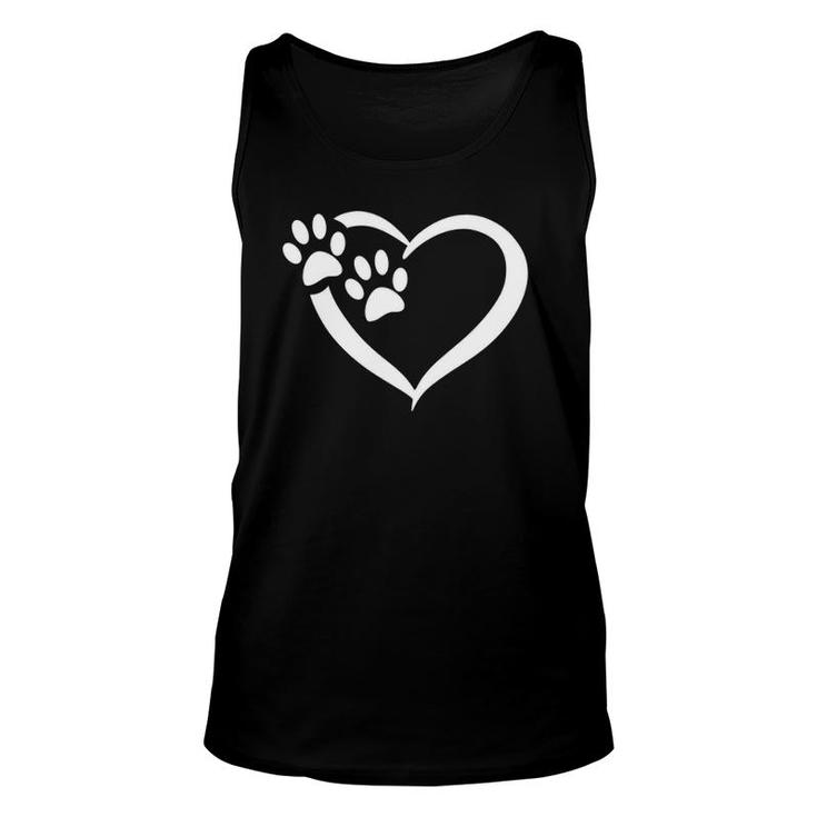 Dog Cat And Animal Lover Heart With Paw Prints Unisex Tank Top