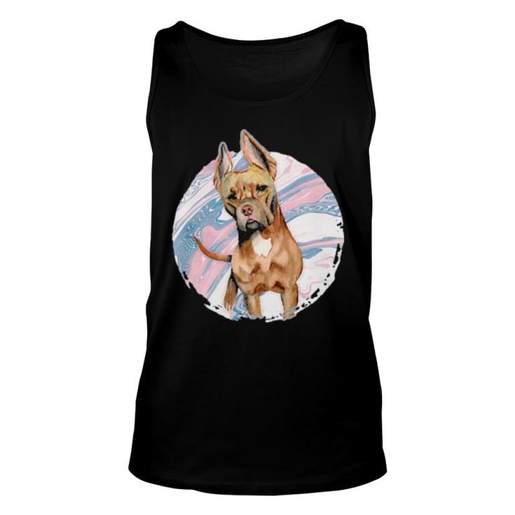 Dog Cute Pit Bull Terrier Dog Pink Blue Marble 411 Paws Unisex Tank Top