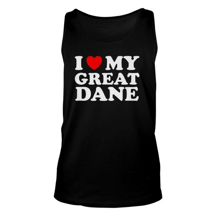 Dog Lovers Heart I Love My Great Dane  Unisex Tank Top