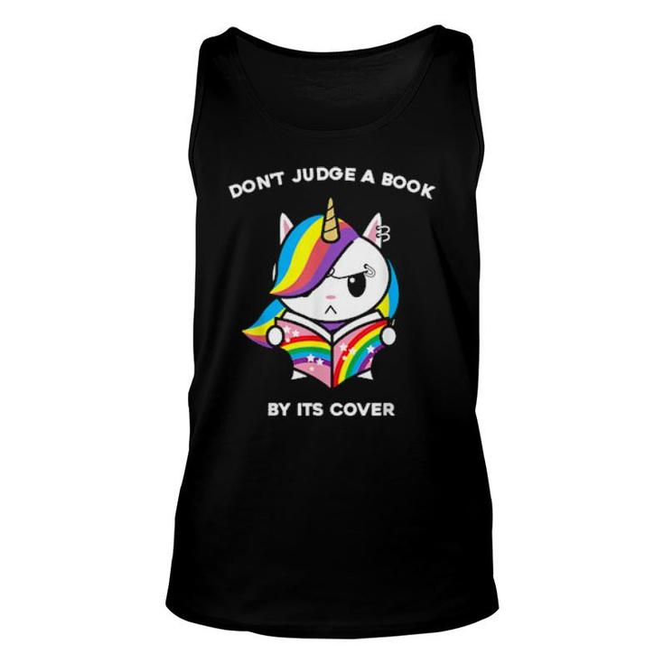 Don't Judge A Book By Its Cover Reading Nerd Unicorn  Unisex Tank Top