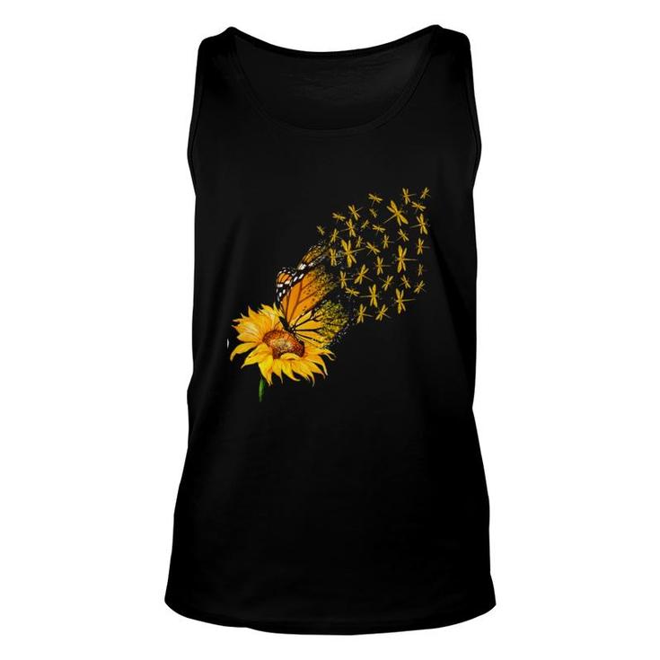Dragonfly Sunflower And Butterfly Unisex Tank Top