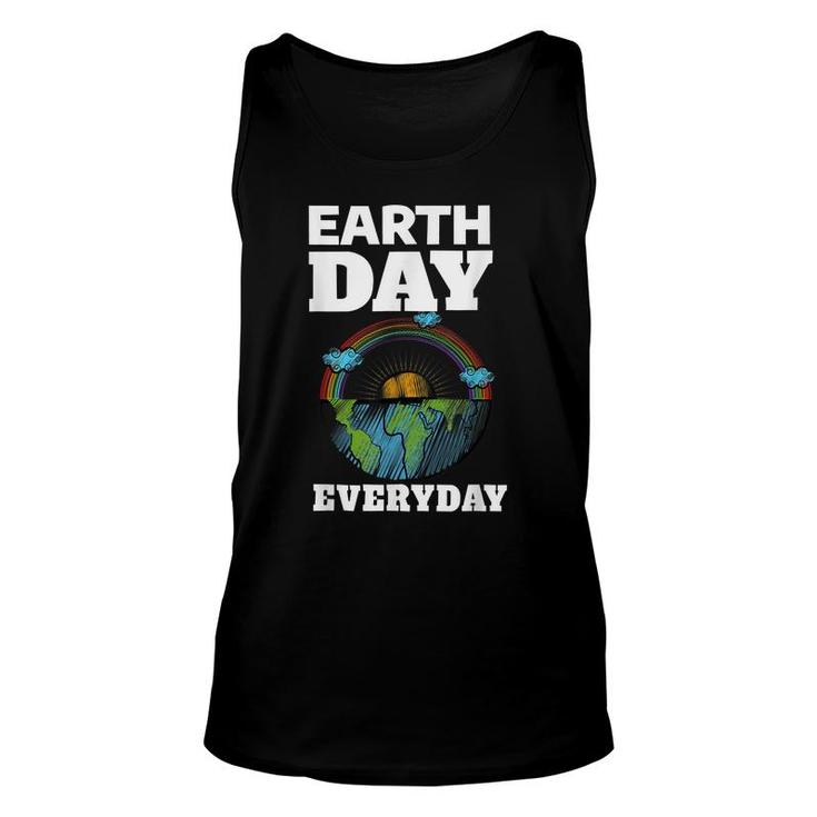 Earth Day Everyday Rainbow Teacher Retro Kids Cute Earth Day  Unisex Tank Top