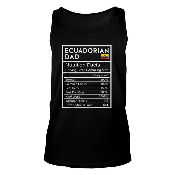 Mens Ecuadorian Dad Nutrition Facts National Pride Father's Day Tank Top