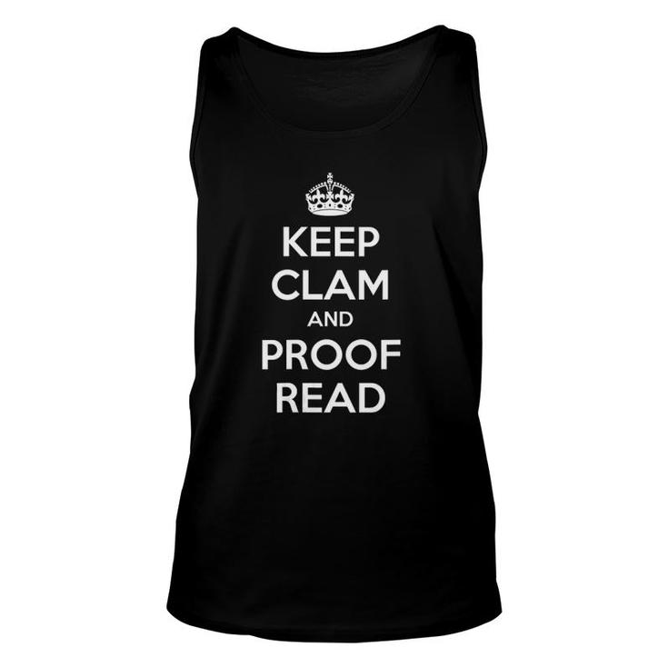 Womens English Teacher & Writer Keep Clam And Proofread V-Neck Tank Top