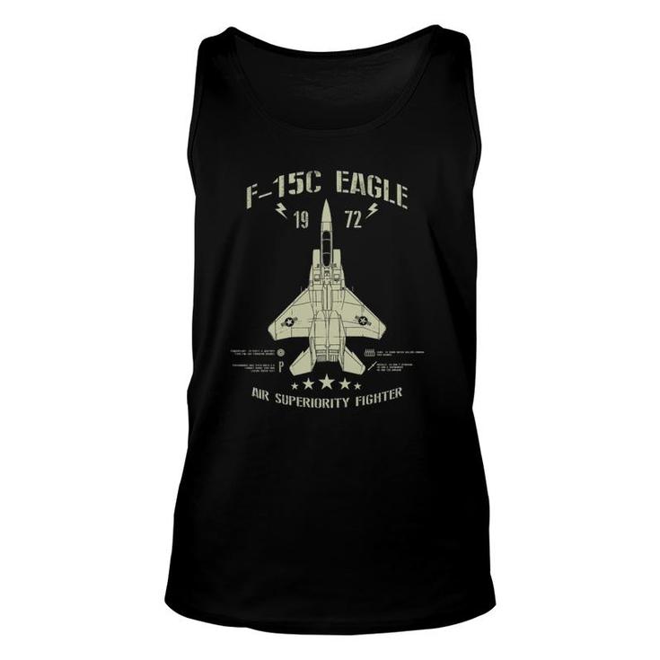 F-15 Eagle Jet Fighter Technical Drawing Unisex Tank Top
