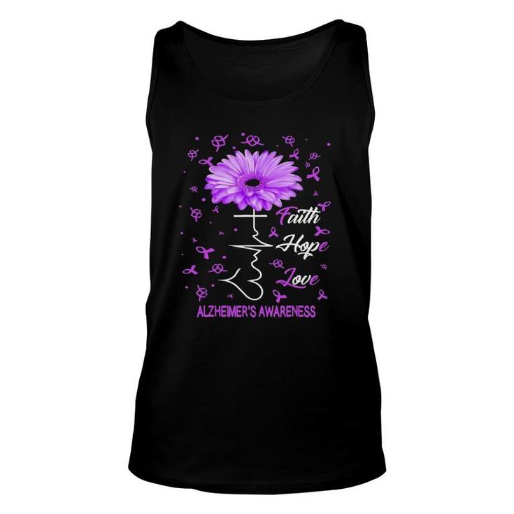 Faith Hope Love Alzheimer's Awareness Purple Flower Gift Unisex Tank Top