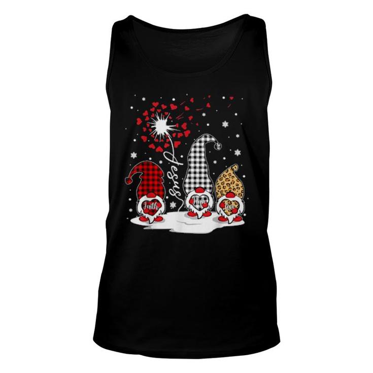 Faith Hope Love Gnomes Jesus Dandelion Christian Christmas  Unisex Tank Top