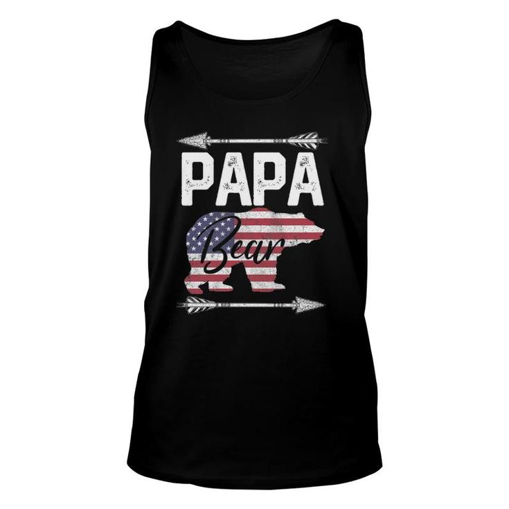 Father's Day Gift Papa Bear Dad Grandpa Usa Flag July 4Th Unisex Tank Top