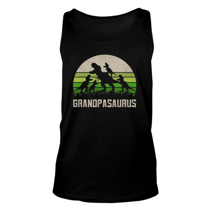 Mens Father's Day Grandpa Grandpasaurus Dinosaur 4 Kids Trex Tank Top
