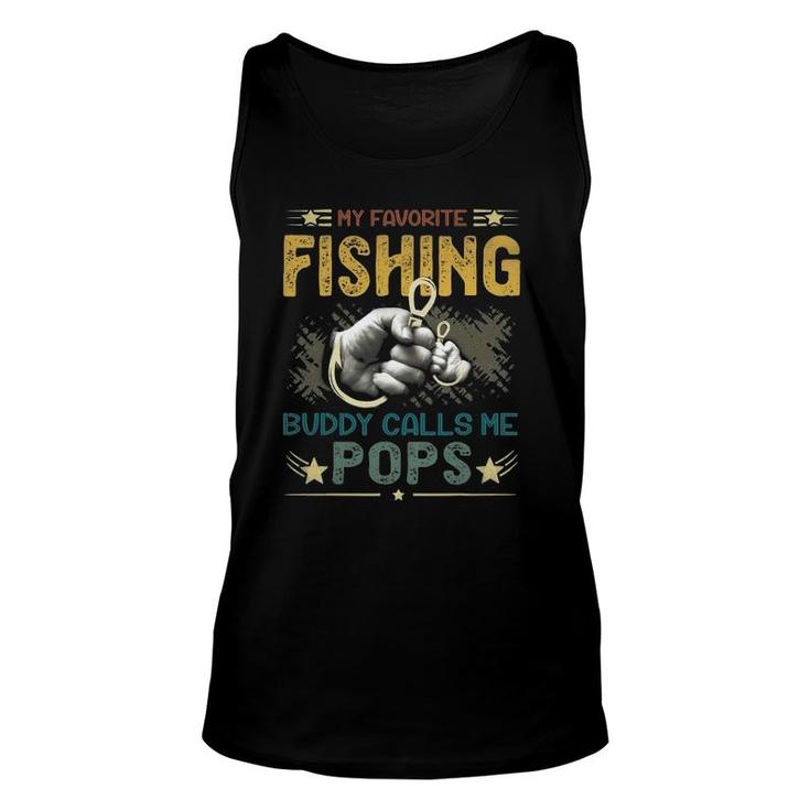 Mens Mens My Favorite Fishing Buddy Calls Me Pops Fathers Day Tank Top