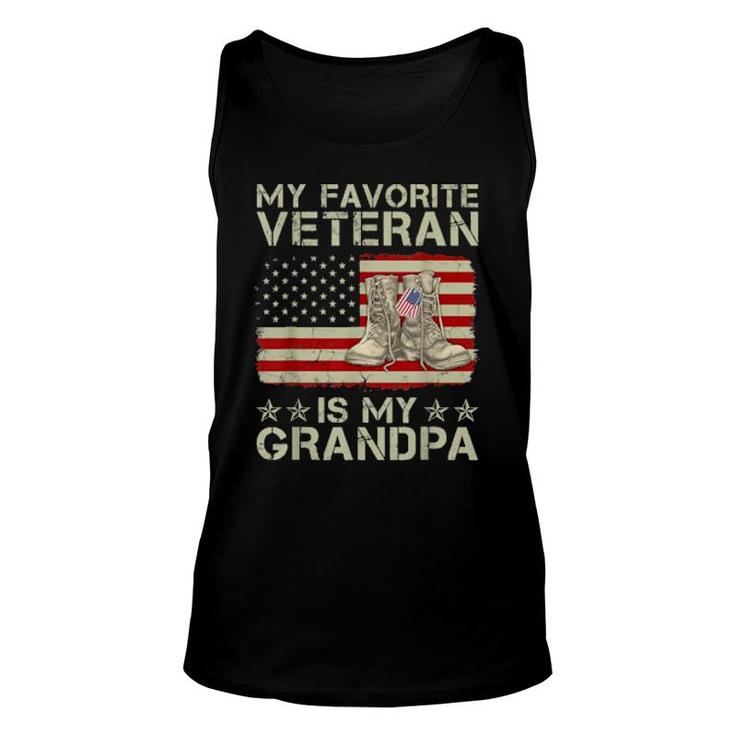 My Favorite Veteran Is My Grandpa Combat Boots American Flag Tank Top