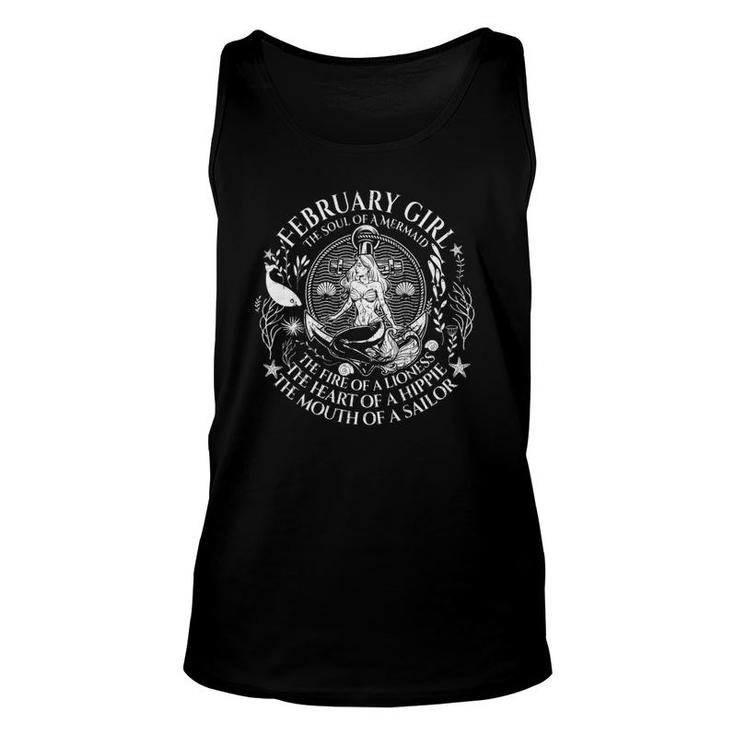 February Woman The Soul Of A Mermaid Birthday Gift Unisex Tank Top