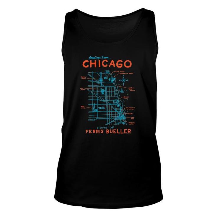 Ferris Bueller's Day Off Chicago Map Unisex Tank Top