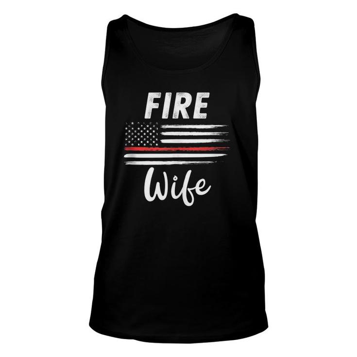 Fire Wife American Flag Thin Red Line Married Firefighter  Unisex Tank Top