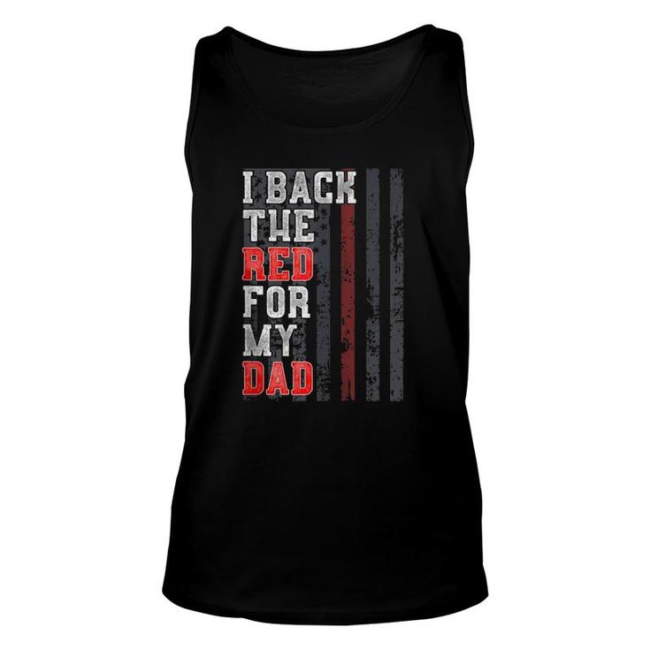 Firefighter Dad Daughter Son Support Flag Design Red Zip Unisex Tank Top