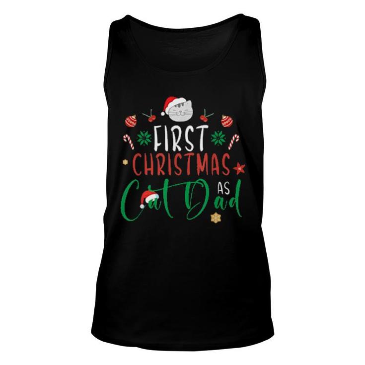 First Christmas As Cat Dad Pj's For Xmas Cat Owner  Unisex Tank Top