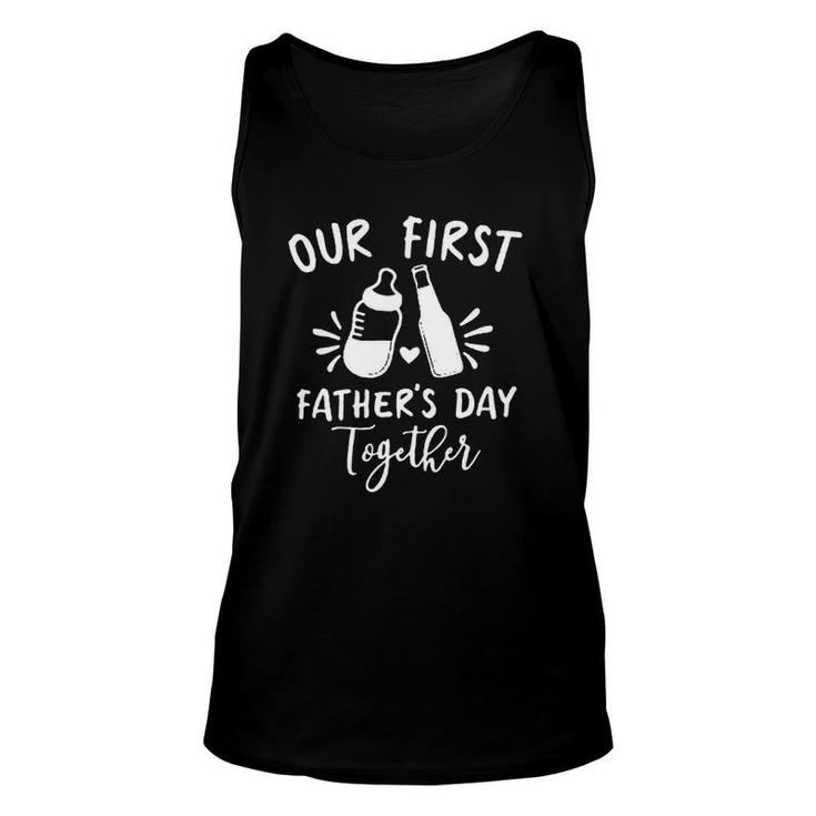 Our First Father's Day Together Baby Milk Bottle Wine Bottle Tank Top