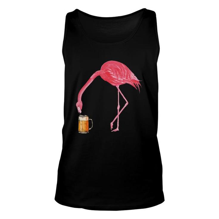 Flamingo Drinking Beer Unisex Tank Top