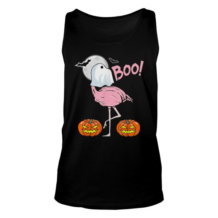 Flamingo Ghost Boo Pink Sunset Retro Halloween Bird Animal  Unisex Tank Top