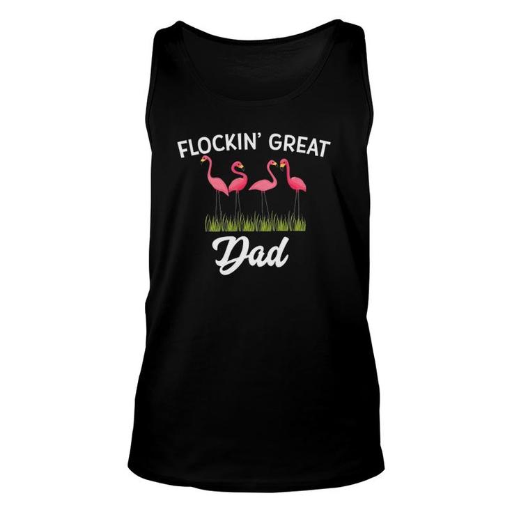 Flockin Great Dad Funny Father's Day Flamingo Pun Unisex Tank Top