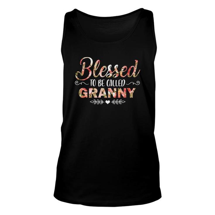 Flower Blessed To Be Called Granny Black Unisex Tank Top