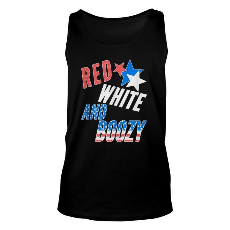 Fourth 4Th Of July Funny Drinking Red White And Boozy  Unisex Tank Top
