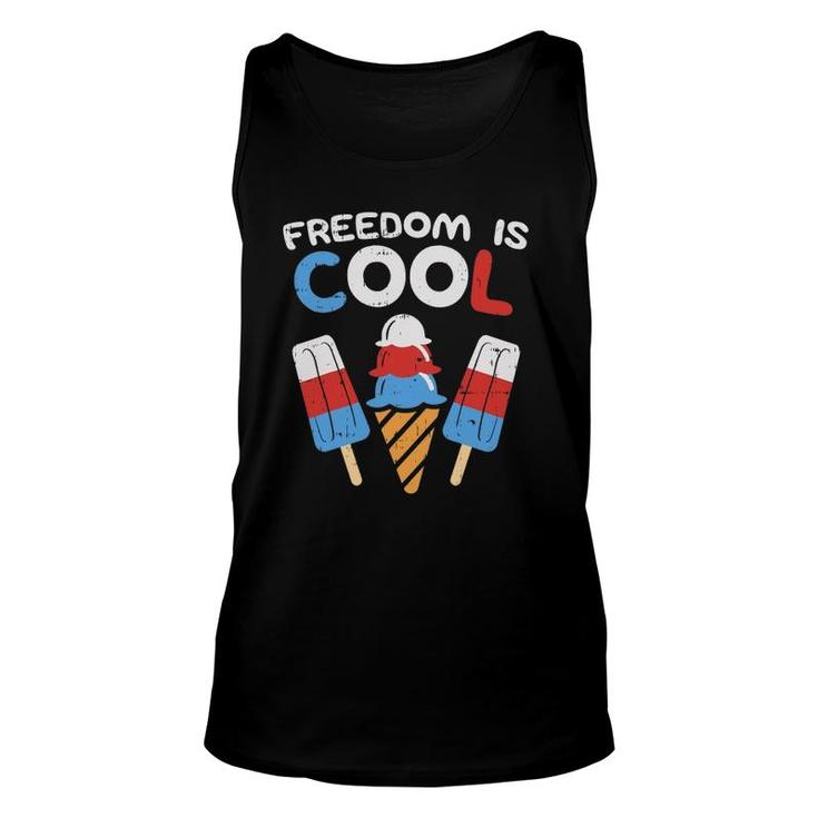 Freedom Is Cool Ice Cream Funny Usa 4Th Of July Party Food Unisex Tank Top