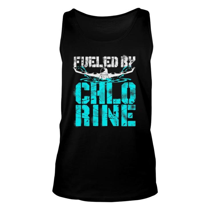Fueled By Chlorine Swimming Gifts Swimmer Butterfly Unisex Tank Top