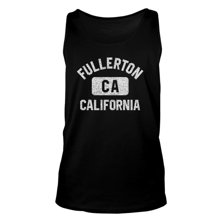 Fullerton Ca California Gym Style Distressed White Print Unisex Tank Top
