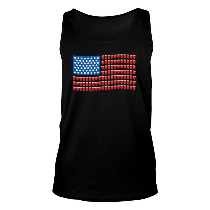 Funny 4Th Of July Beer Pong American Flag Unisex Tank Top