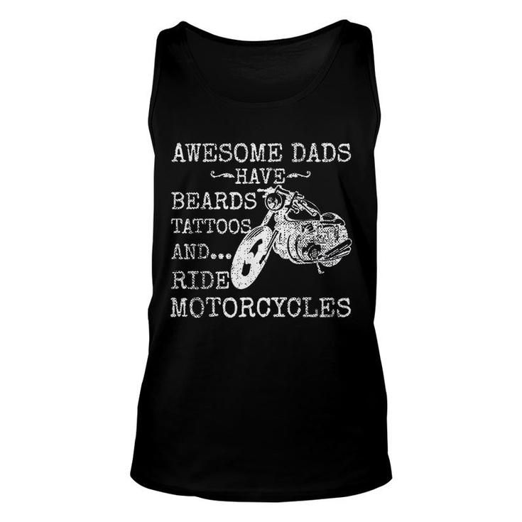 Funny Beard  Awesome Dad Beard Tattoos And Motorcycles Unisex Tank Top