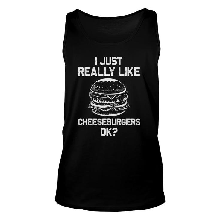 Funny Cheeseburger Hamburger Design Burger Lover Men Women Unisex Tank Top