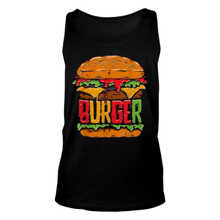 Funny Cheeseburger Hamburger  Design Burger  Unisex Tank Top