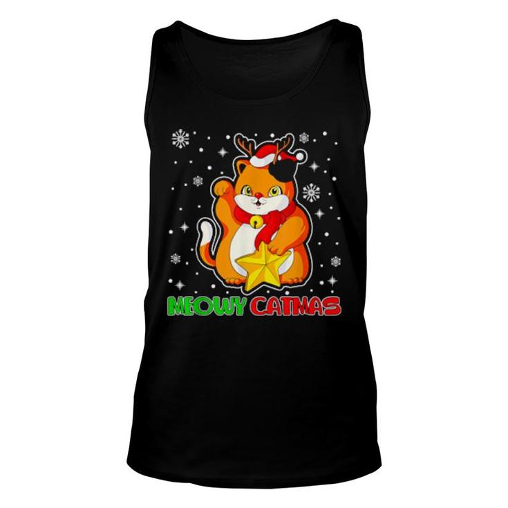 Funny Christmas Cat Matching Family Pajamas Meowy Catmas  Unisex Tank Top