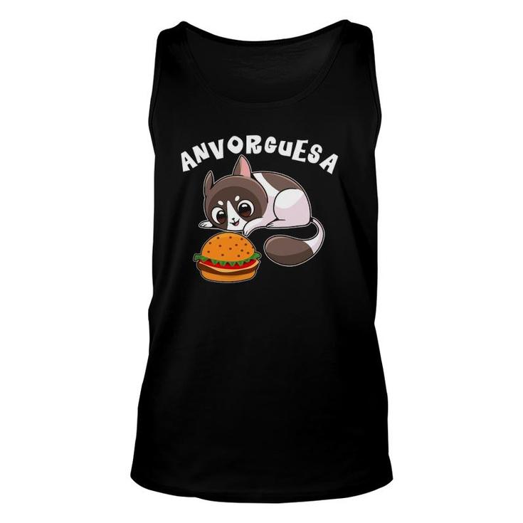 Funny Cute Cat Anvorguesa Hamburger Kitty Lovers Unisex Tank Top