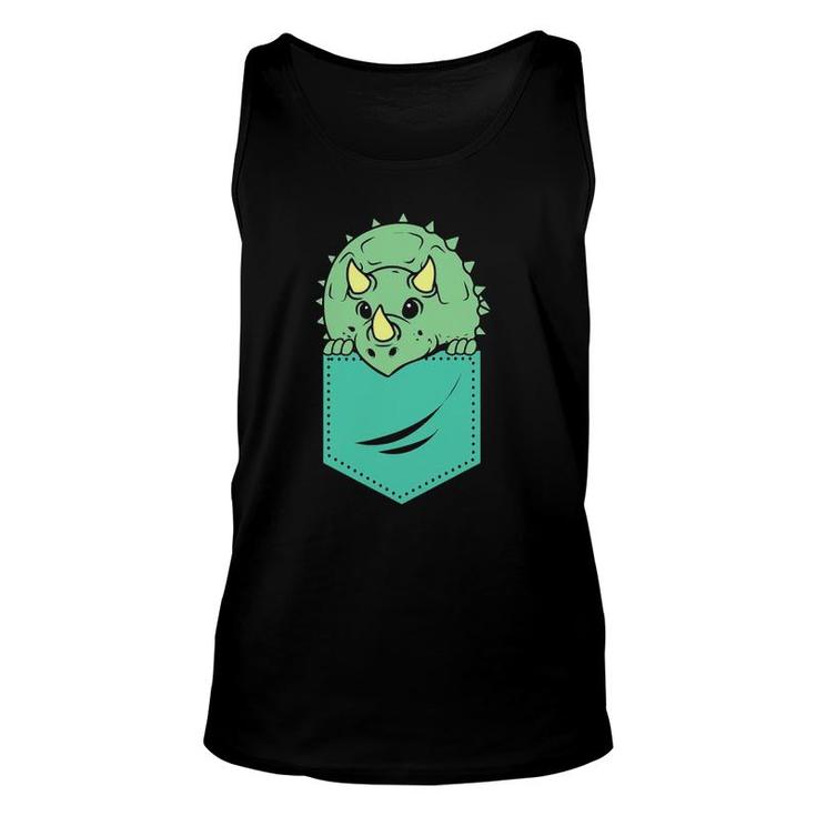 Funny Dinosaur In Your Pocket Triceratops Unisex Tank Top