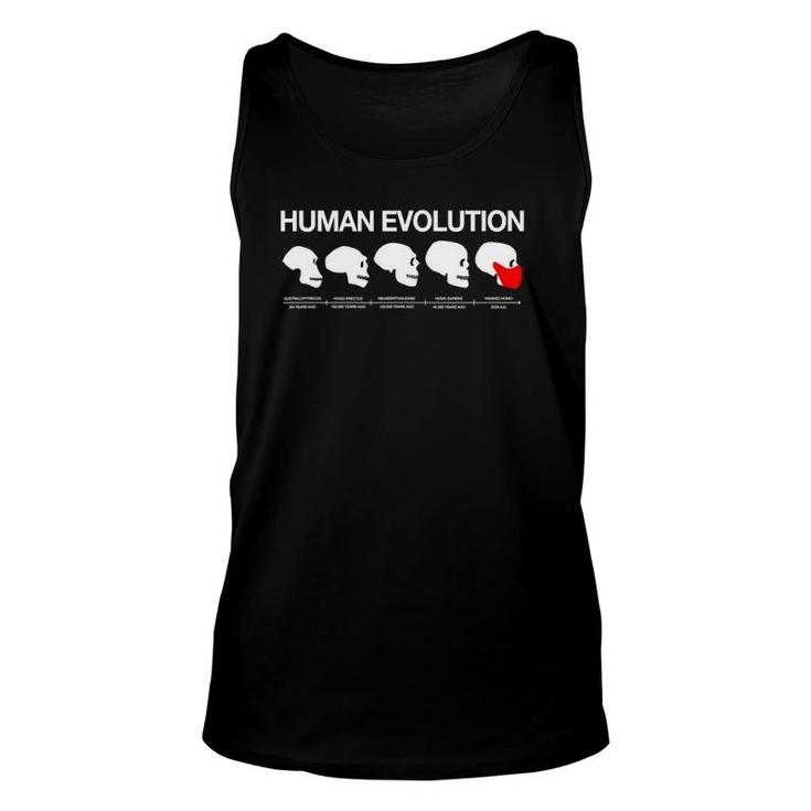 Funny Evolution Of Man From Australopithecus To Masked Unisex Tank Top