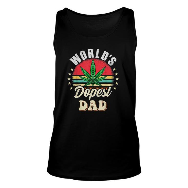 Funny Fathers Day Star Weed Dad Vintage Worlds Dopest Dad  Unisex Tank Top