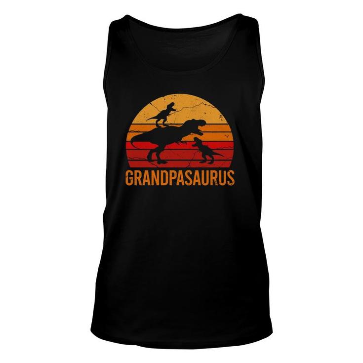 Funny Grandpa Dinosaur Daddy Gift 2 Two Kids Grandpasaurus Unisex Tank Top