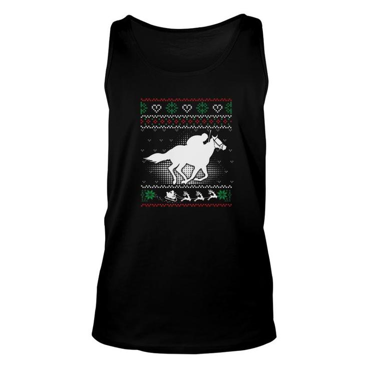 Funny Horse Racing Ugly Christmas Xmas Horse Riding Unisex Tank Top