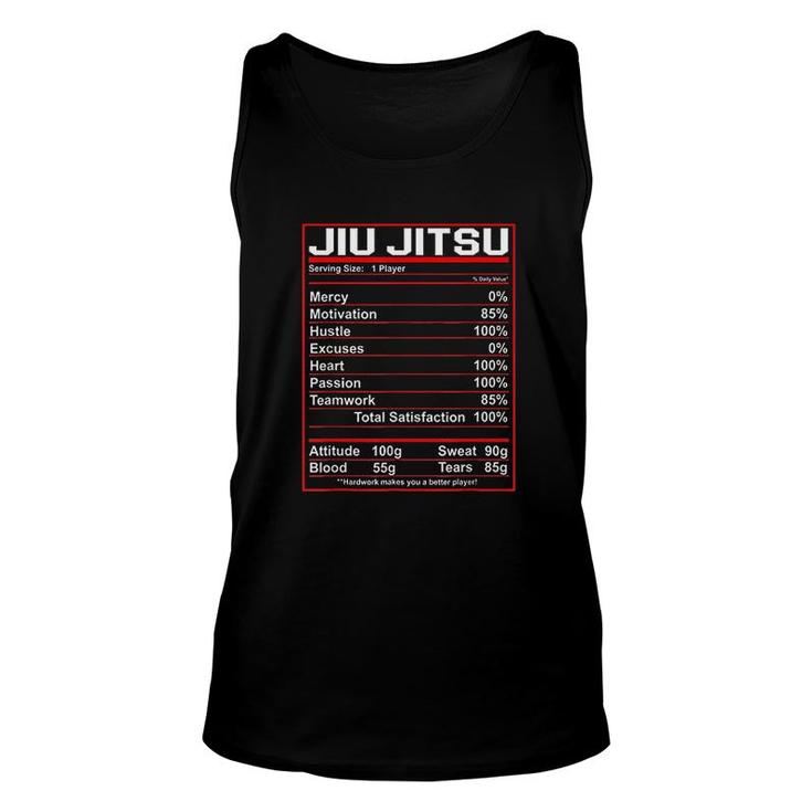 Funny Jiu Jitsu Nutrition Facts Unisex Tank Top