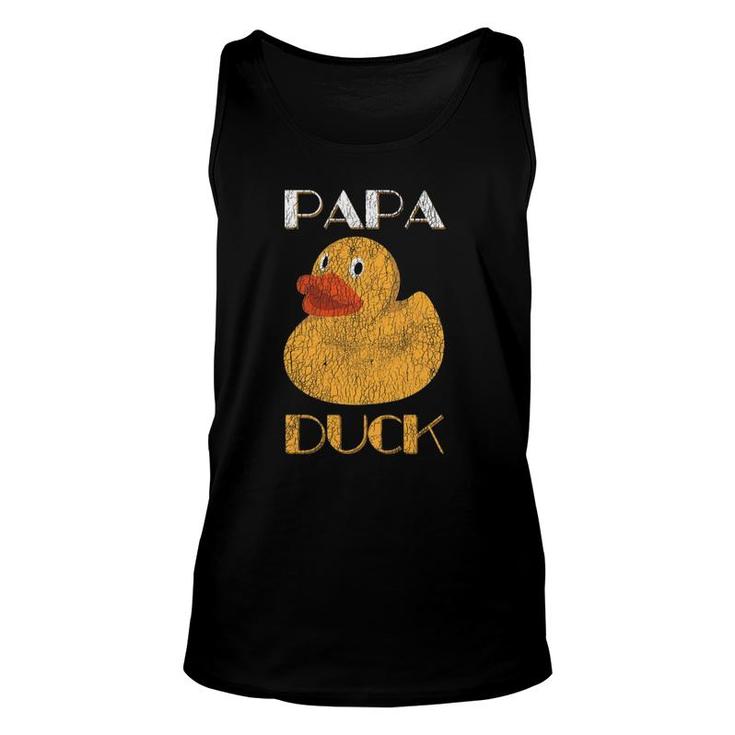 Funny Papa Duck Farm Animal Distressed Design Father's Day Unisex Tank Top