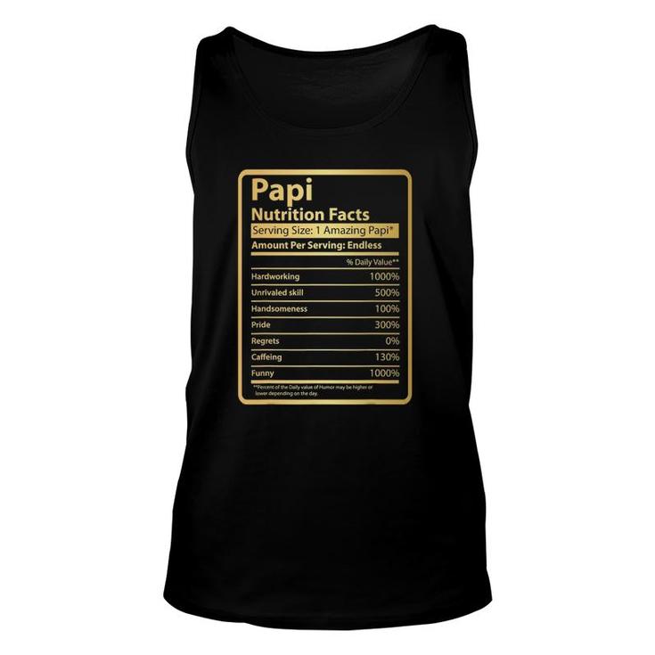Funny Papi Nutrition Facts Father's Day Gift Papi Unisex Tank Top